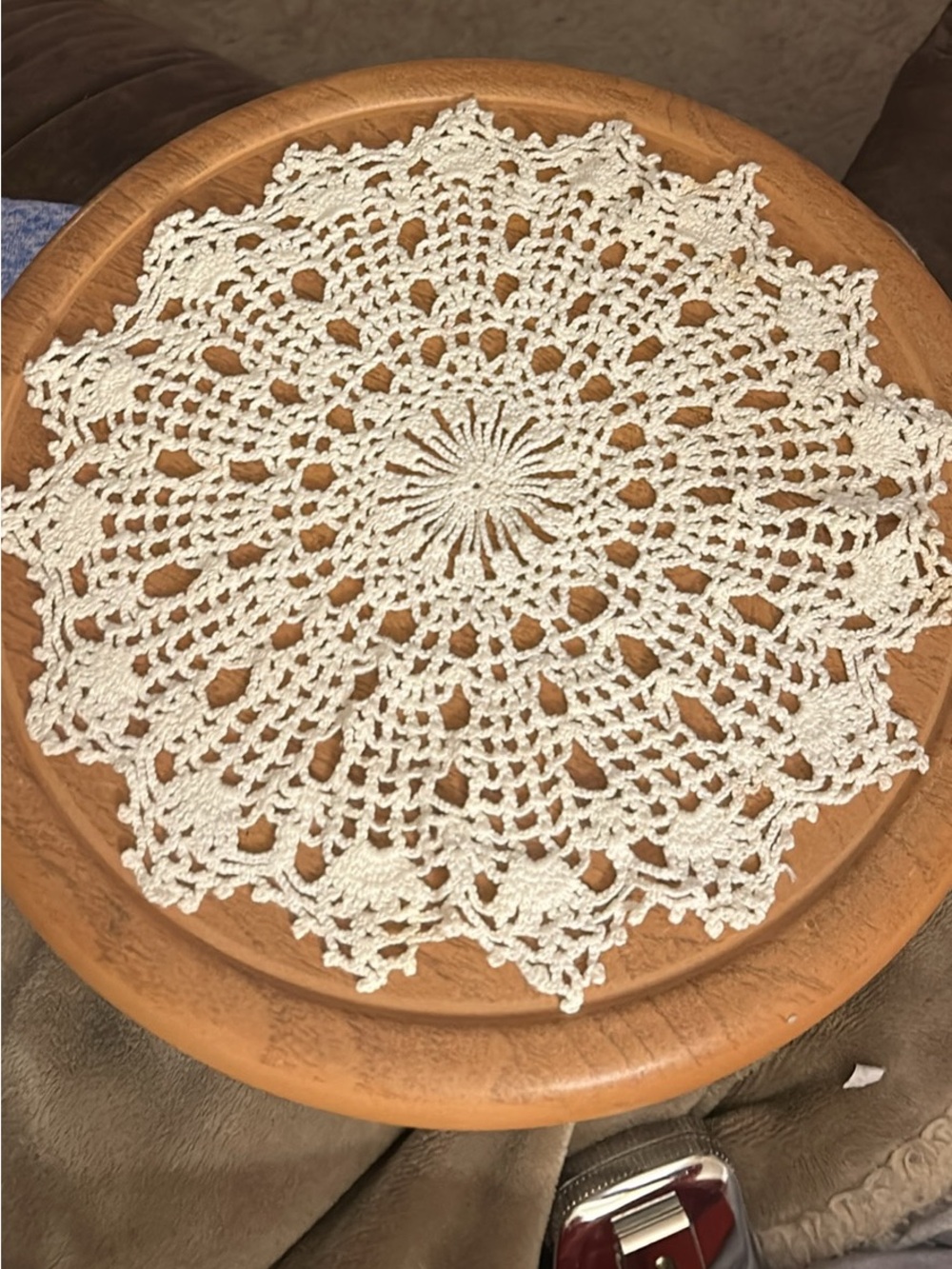 Handmade Cream Crochet Doily Lace Table Accent - 11 1/2 in
